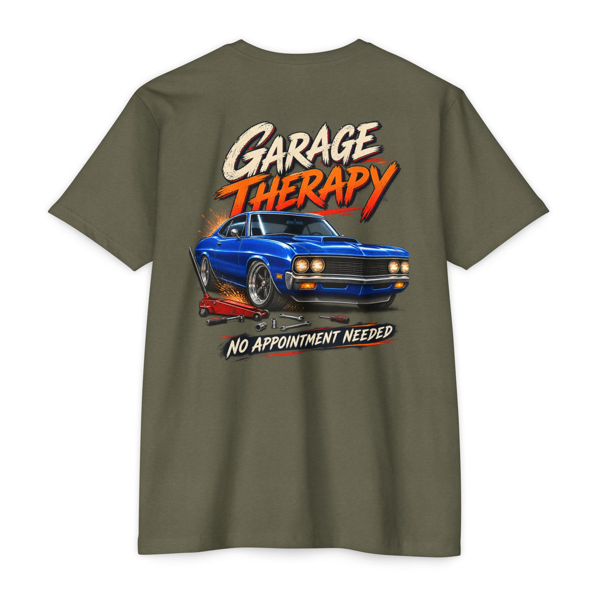 Garage Therapy T-shirt with Garage Life artwork by Print Gear