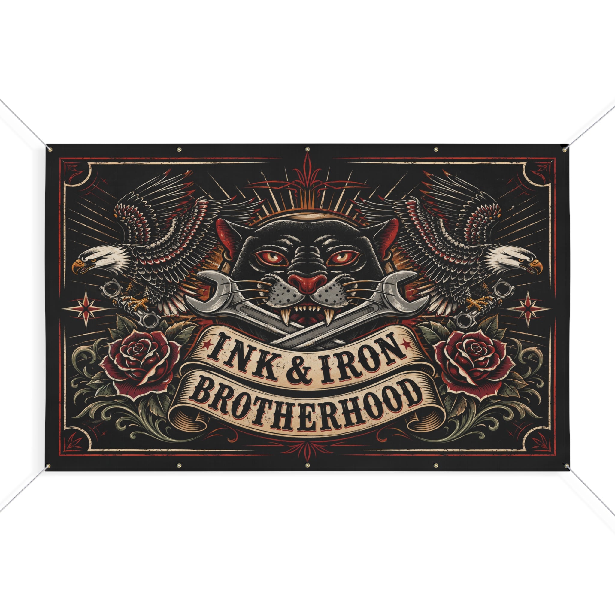 Ink & Iron Brotherhood Garage Banner