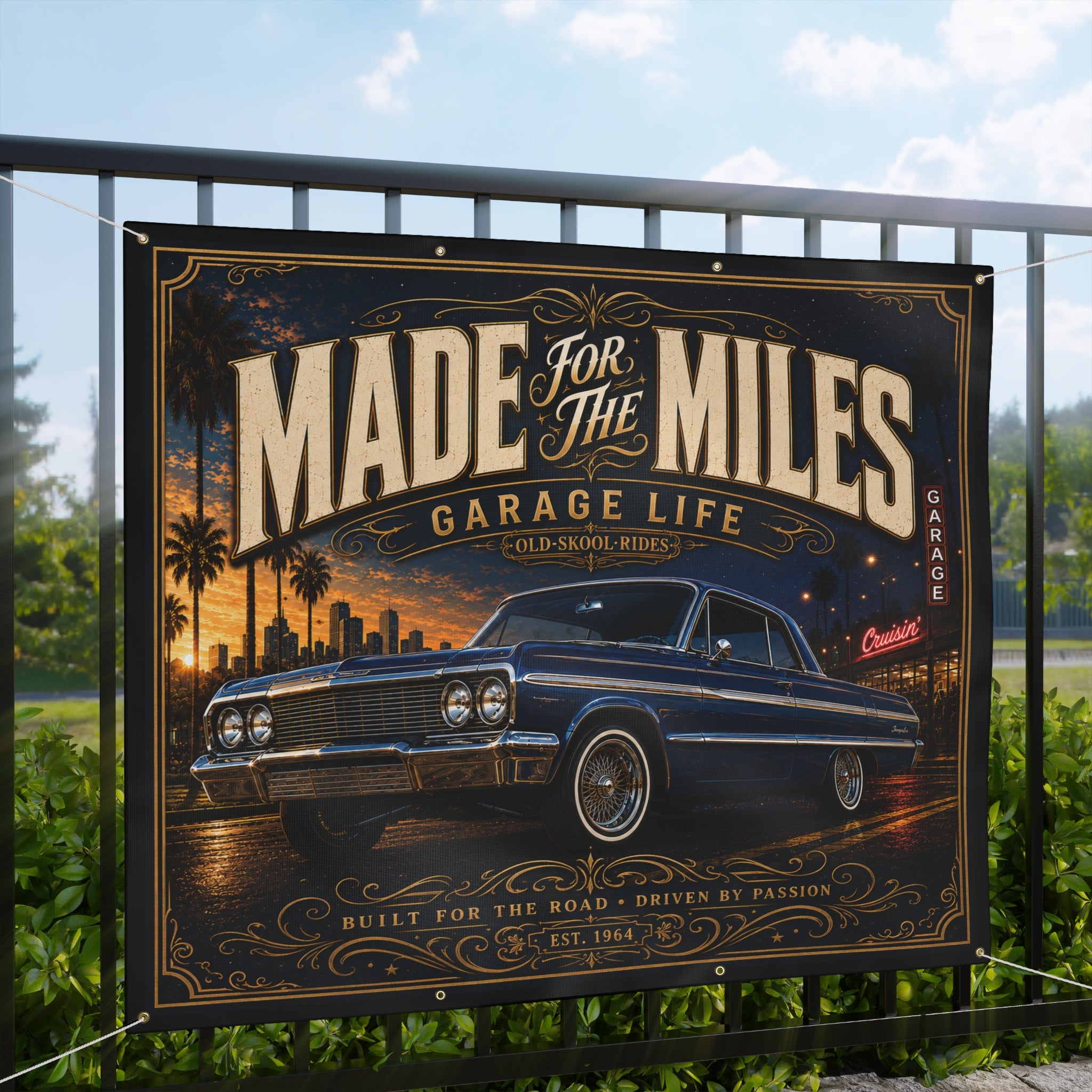Made for the Miles Blue Garage Banner