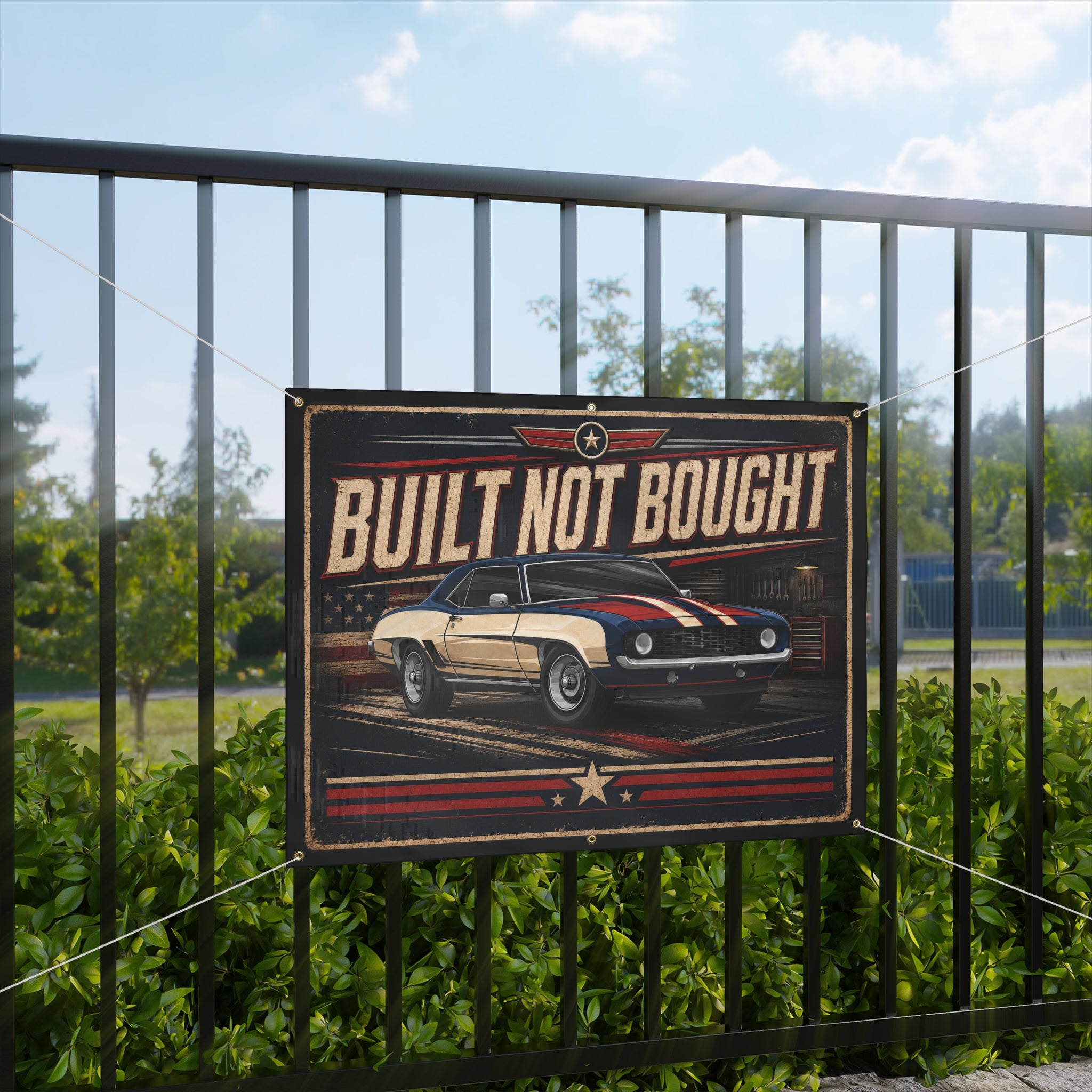 Built Not Bought Garage Banner