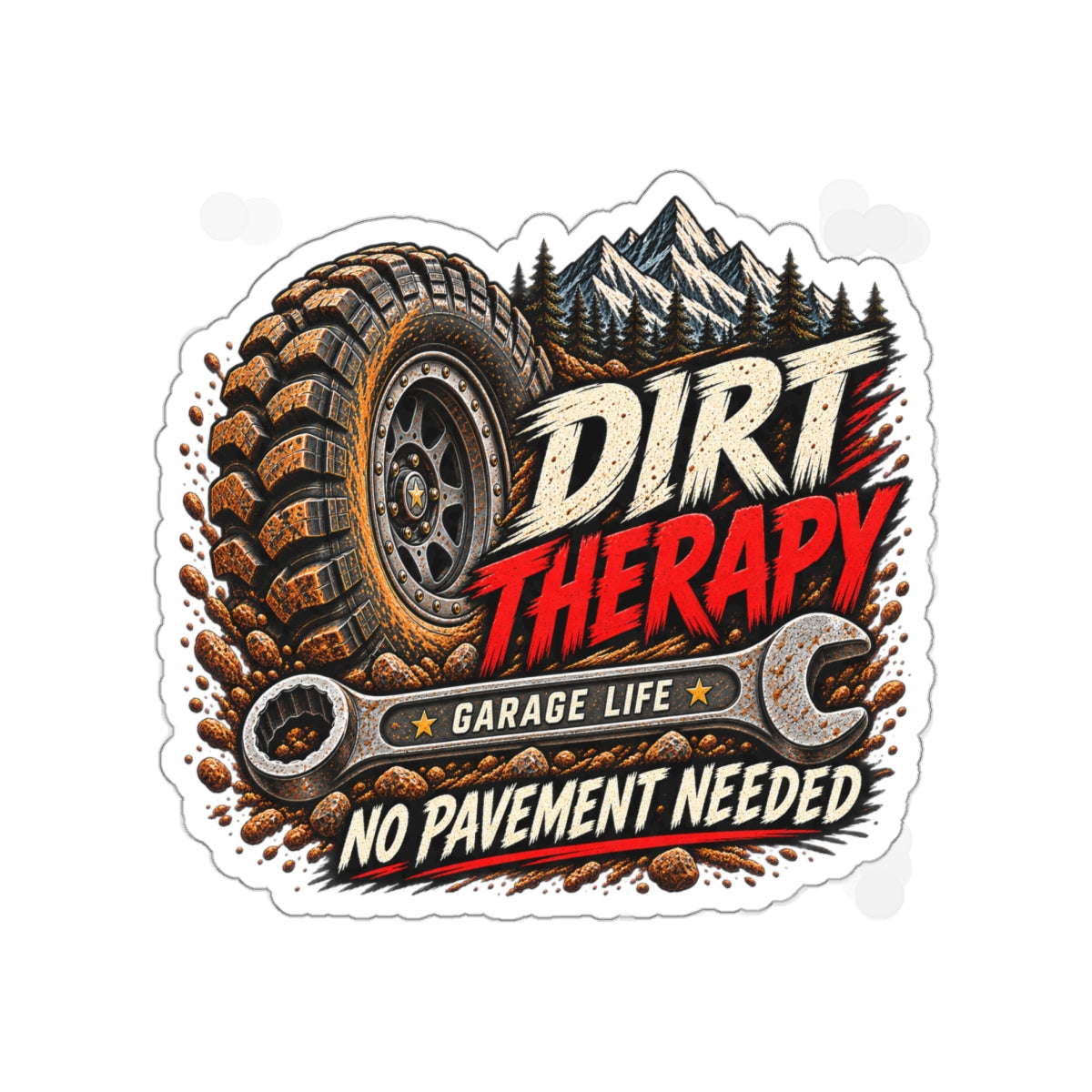 Dirt Therapy Die-Cut Sticker 1 with Garage Life artwork by Print Gear