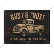 Rust & Trust Vintage Truck Garage Banner