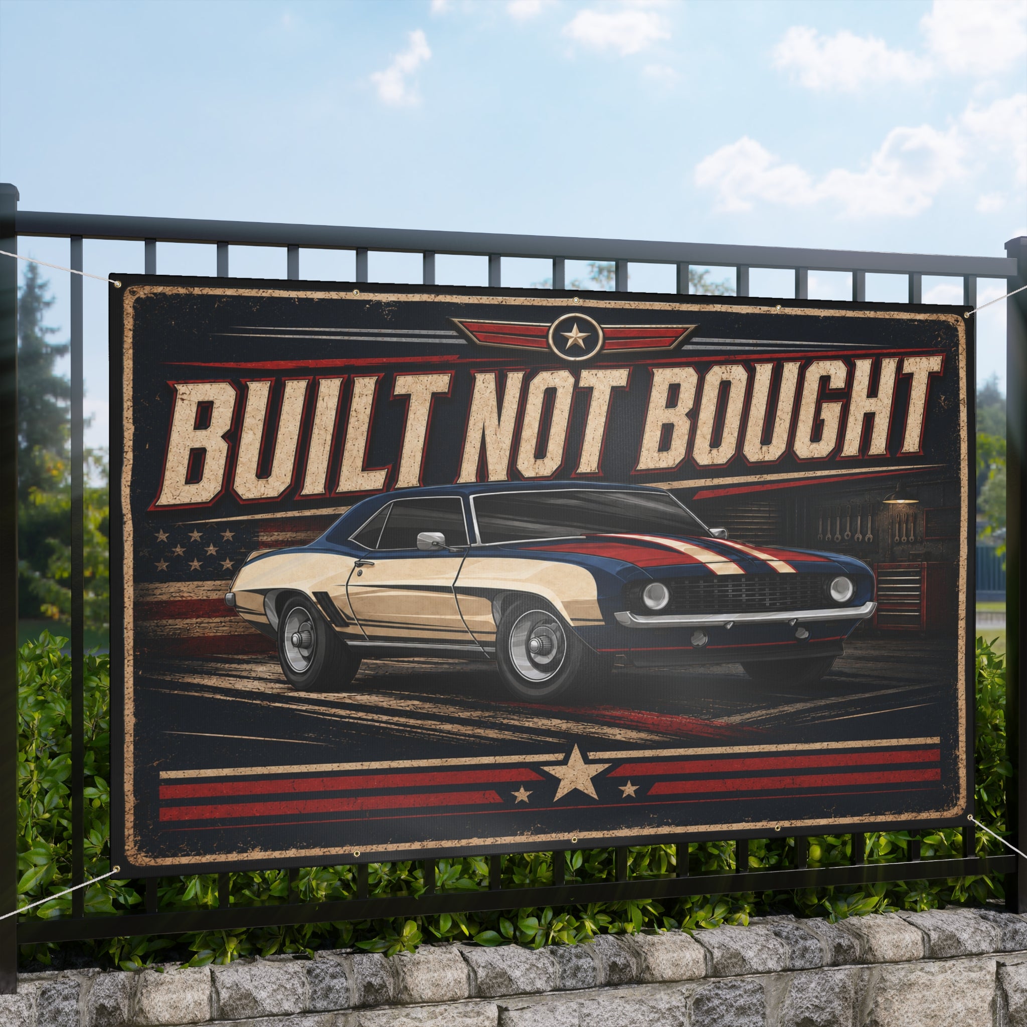Built Not Bought Garage Banner