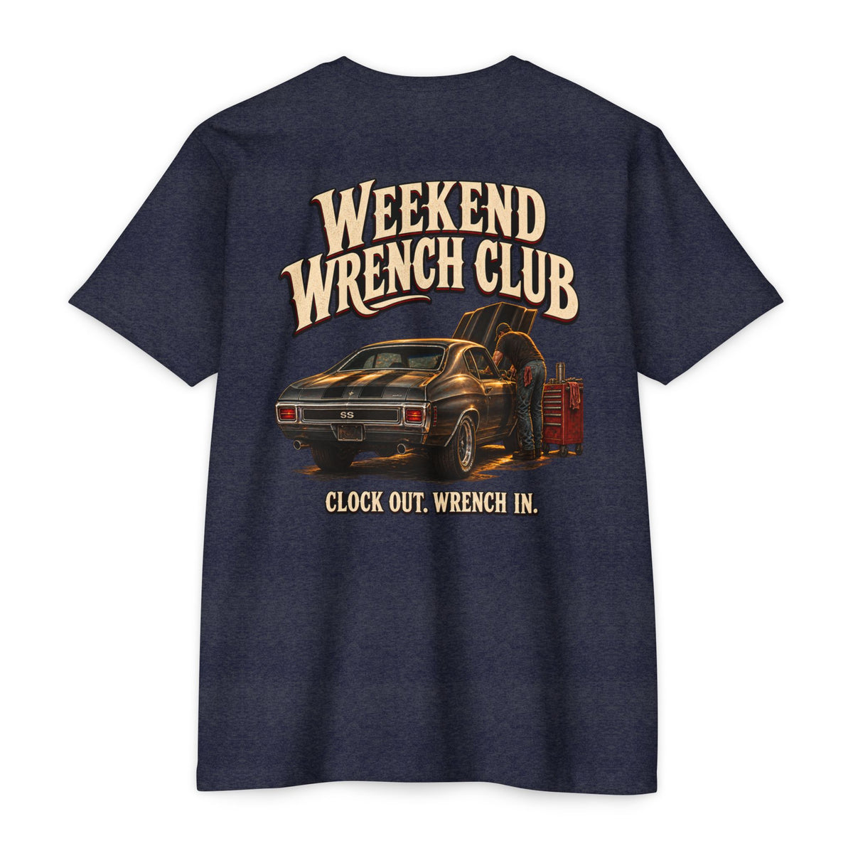 Weekend Wrench Club T-Shirt with Garage Life artwork by Print Gear