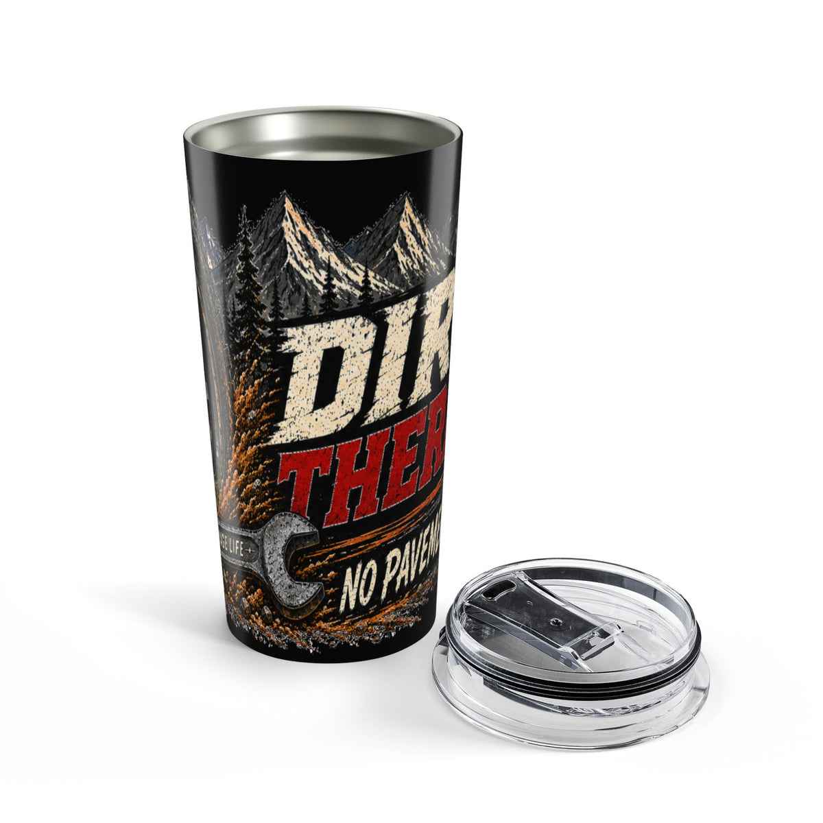 Dirt Therapy 20oz Tumbler with Garage Life artwork by Print Gear