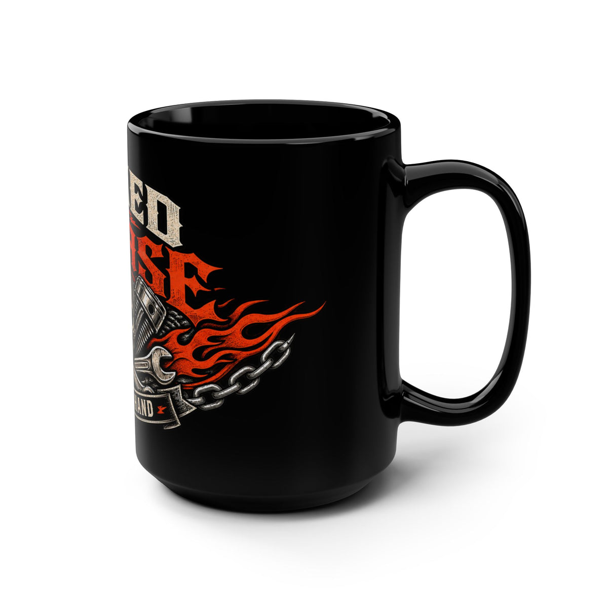 Inked In Grease Black Mug 15oz with Garage Life artwork by Print Gear