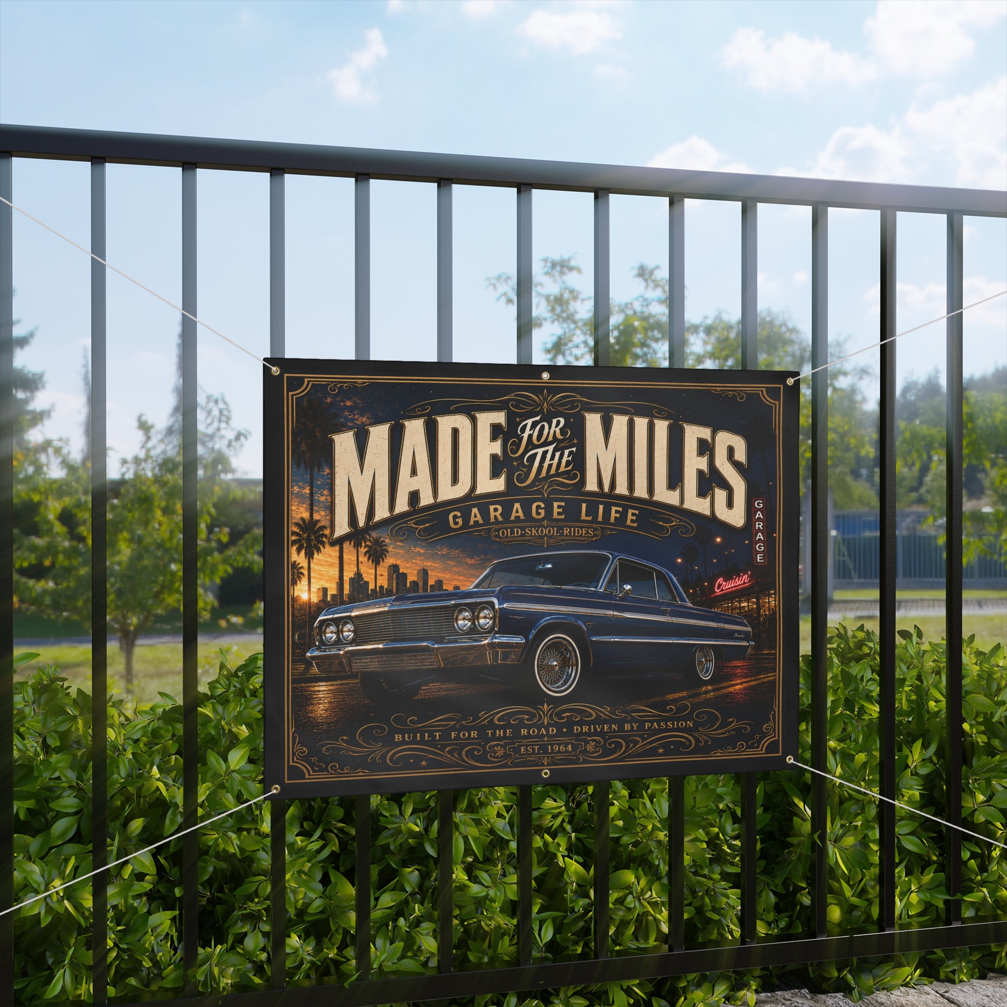 Made for the Miles Blue Garage Banner