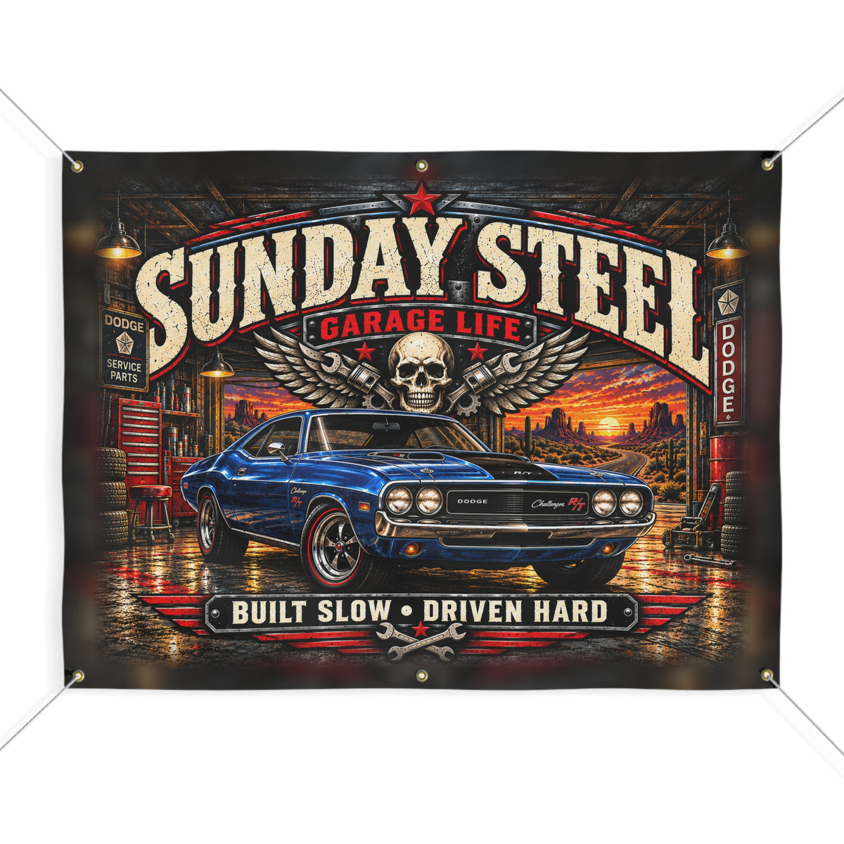 Sunday Steel Garage Banner