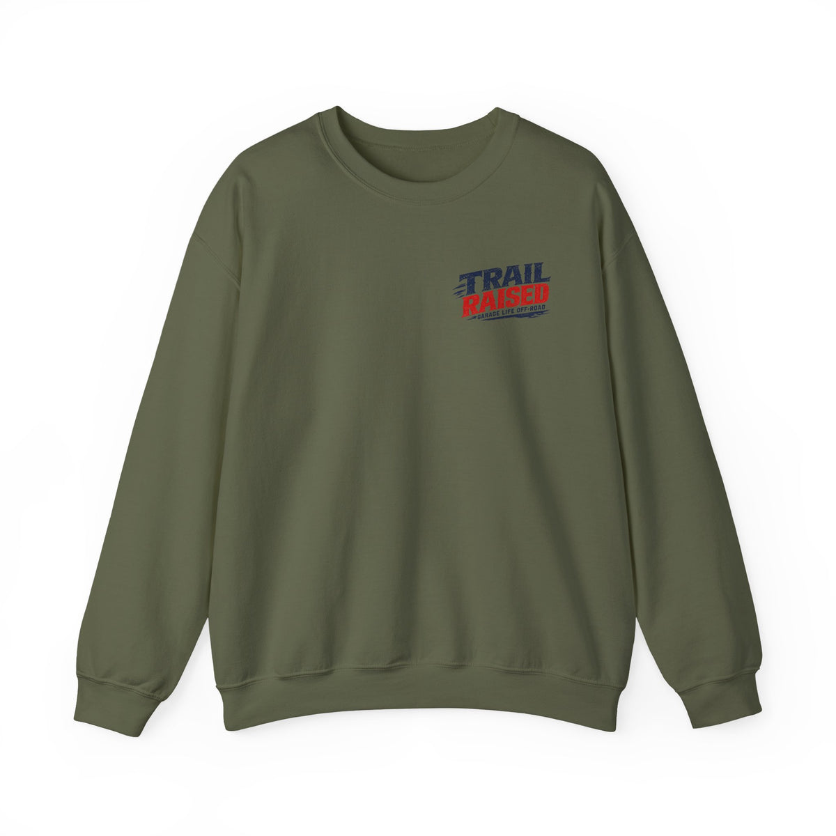 Trail Raised Crewneck with Garage Life artwork by Print Gear