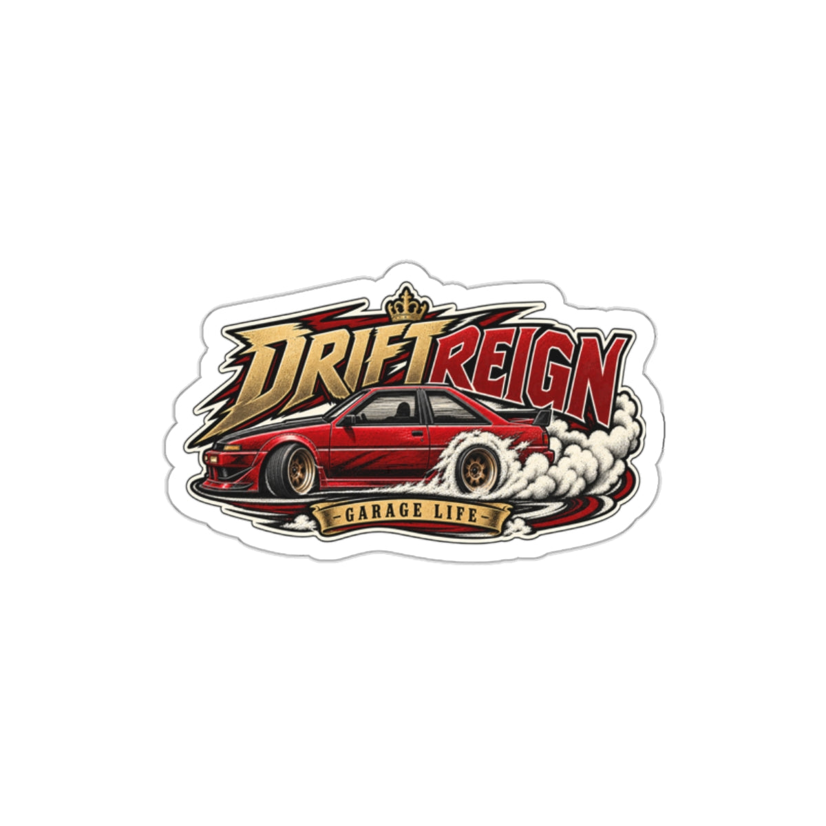 Drift Reign Die-Cut Sticker 1 with Garage Life artwork by Print Gear