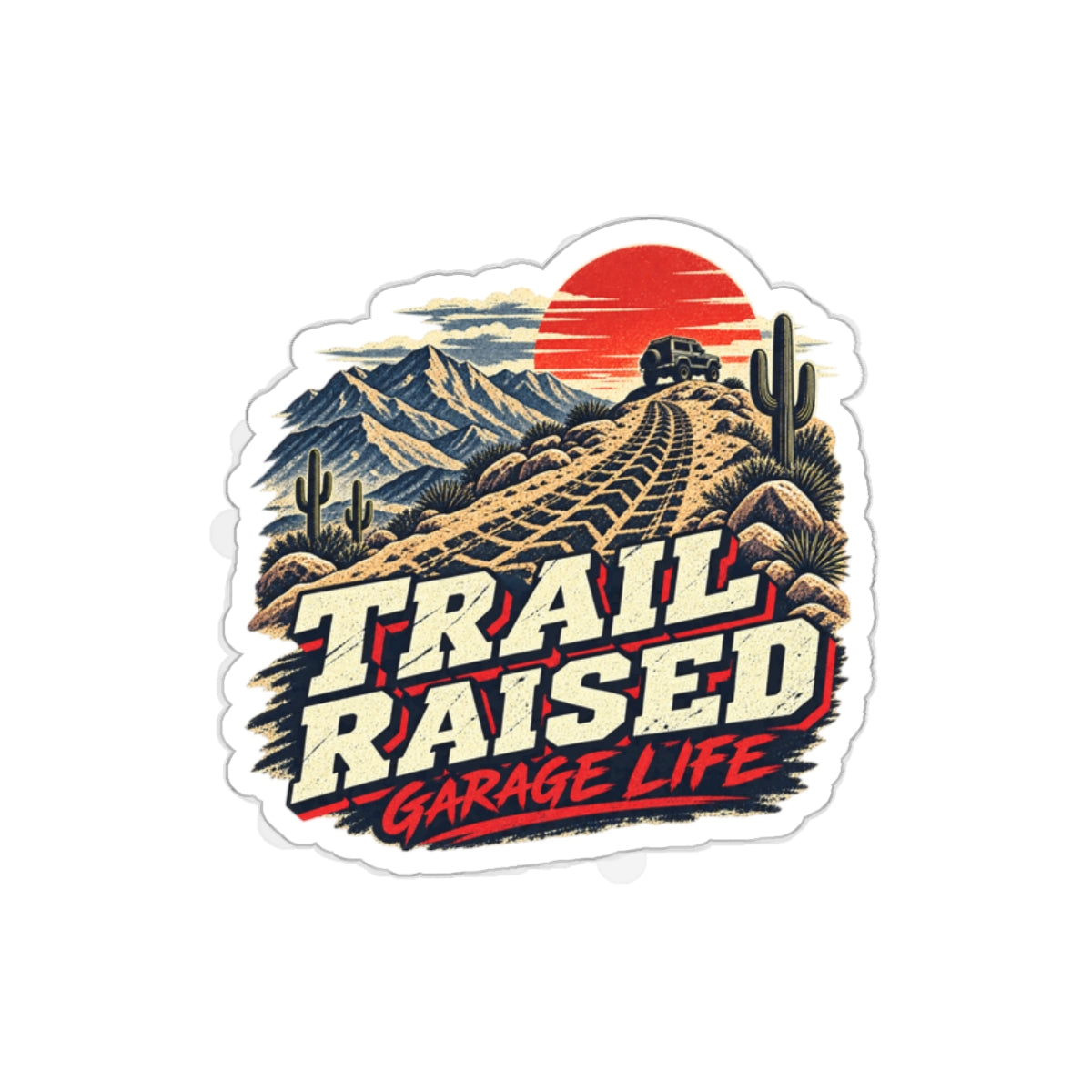 Trail Raised Die-Cut Sticker 2 with Garage Life artwork by Print Gear