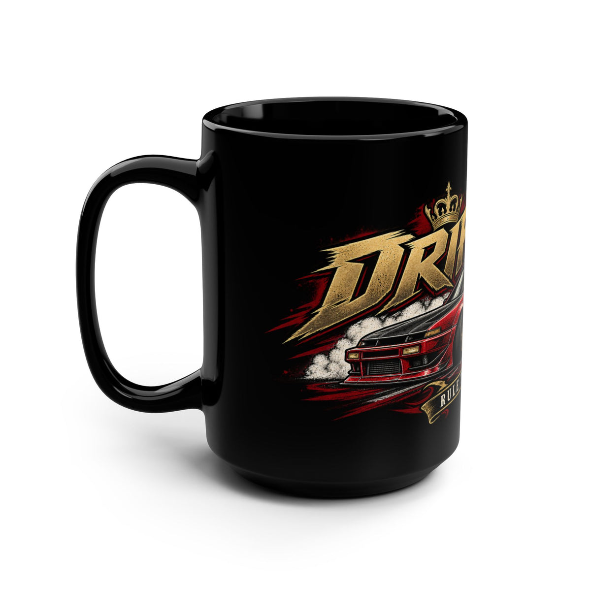 Drift Reign Black Mug 15oz with Garage Life artwork by Print Gear