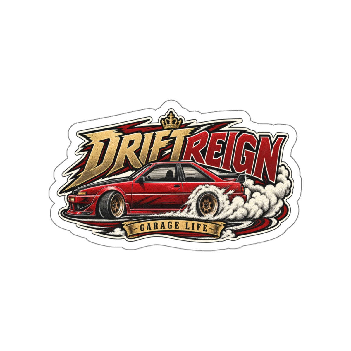 Drift Reign Die-Cut Sticker 1 with Garage Life artwork by Print Gear