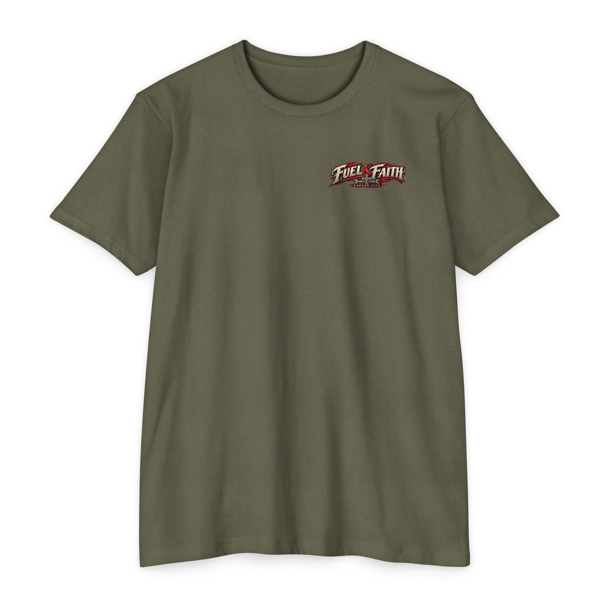 Fuel & Faith T-Shirt with Garage Life artwork by Print Gear