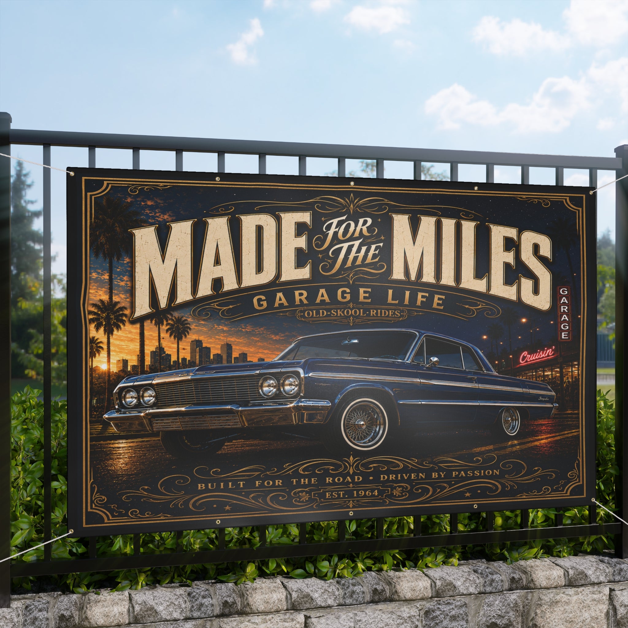 Made for the Miles Blue Garage Banner