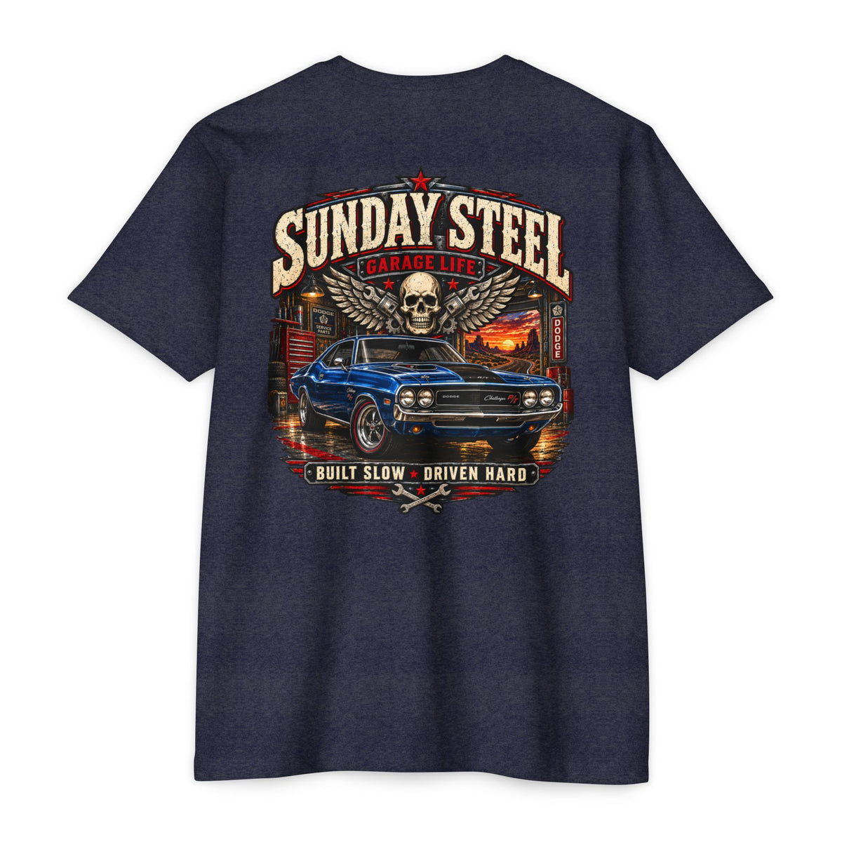 Sunday Steel T-Shirt with Garage Life artwork by Print Gear
