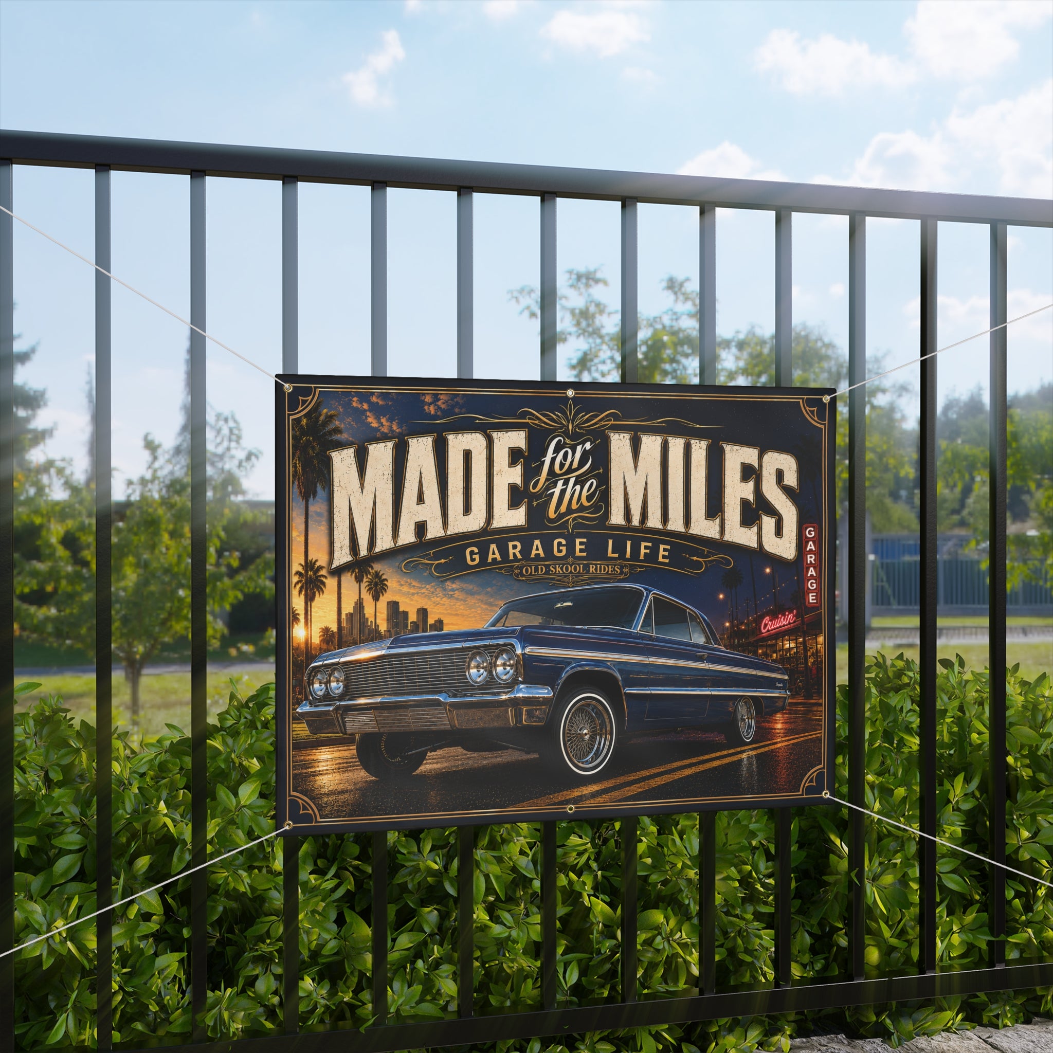 Made for the Miles Blue Garage Banner