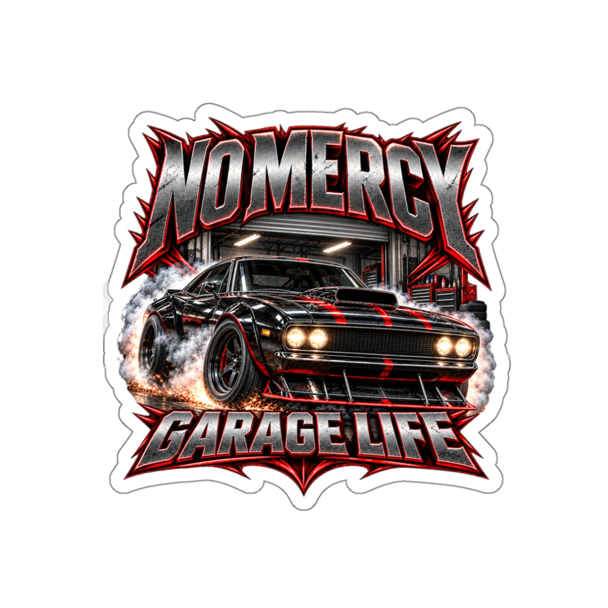 No Mercy Garage Skull Sticker
