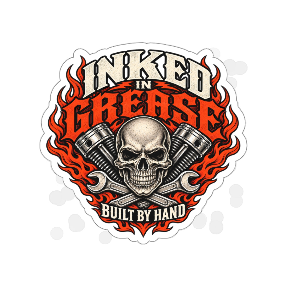 Inked In Grease Die-Cut Sticker 1 with Garage Life artwork by Print Gear