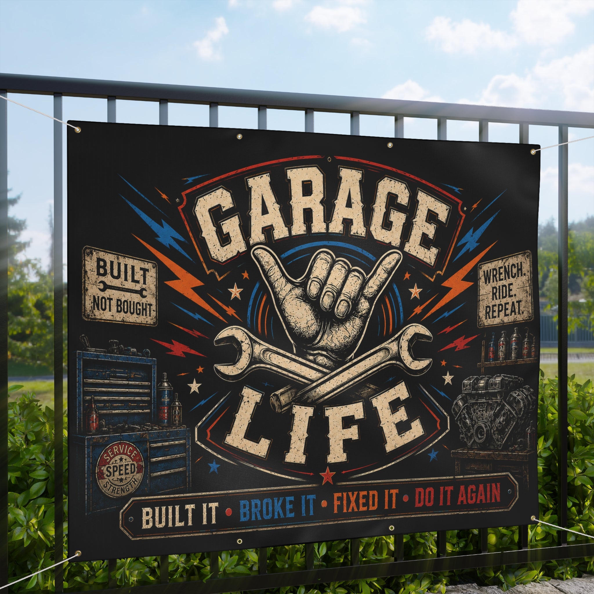 Garage Life Built It Broke It Fixed It Garage Banner