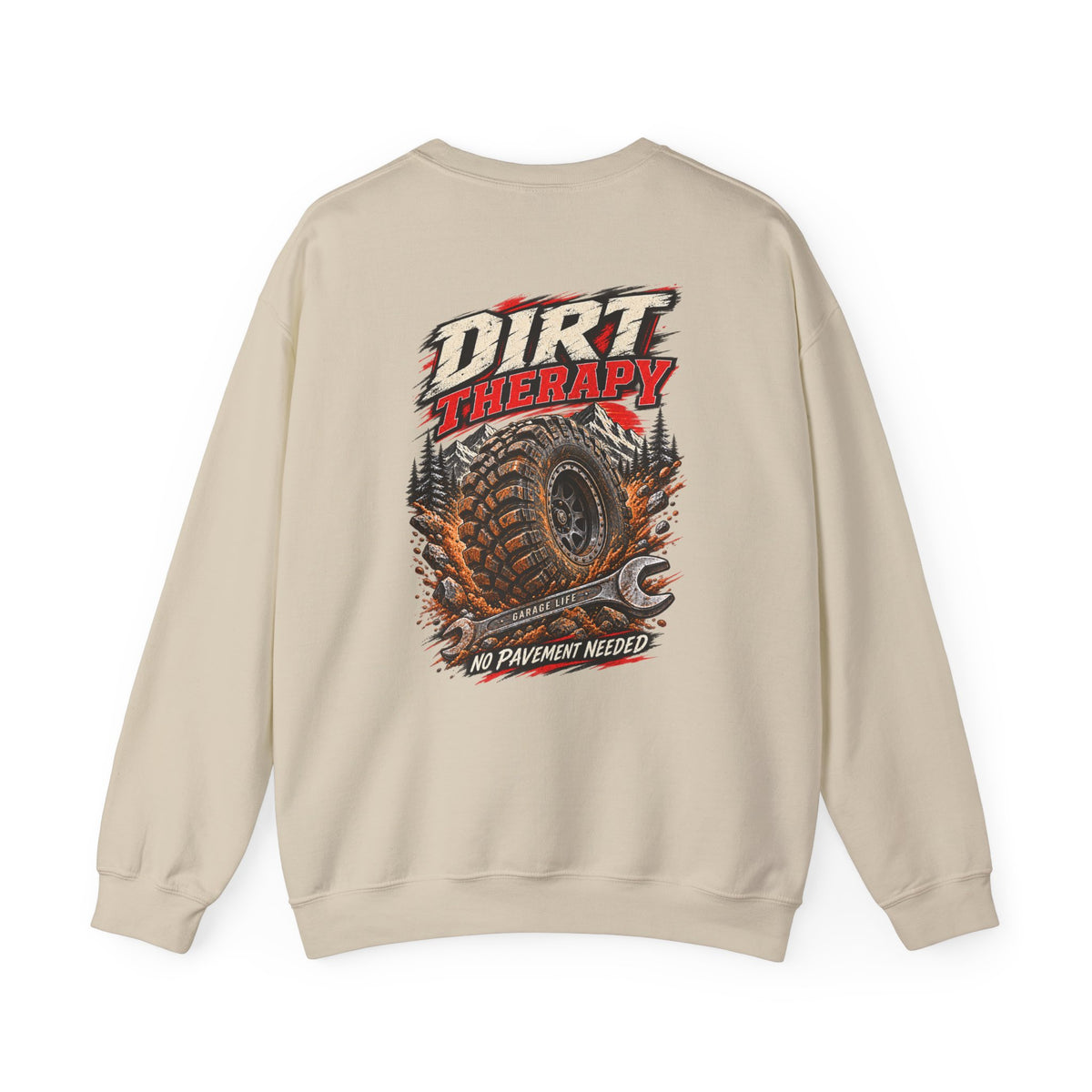 Dirt Therapy Crewneck with Garage Life artwork by Print Gear