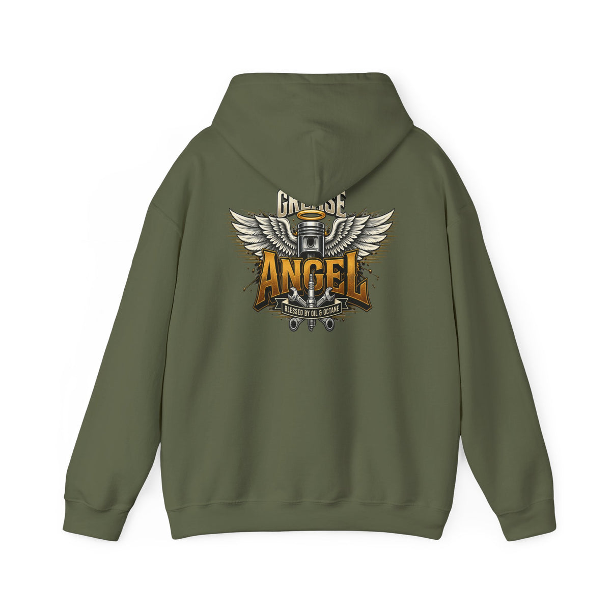 Grease Angel Hoodie with Garage Life artwork by Print Gear