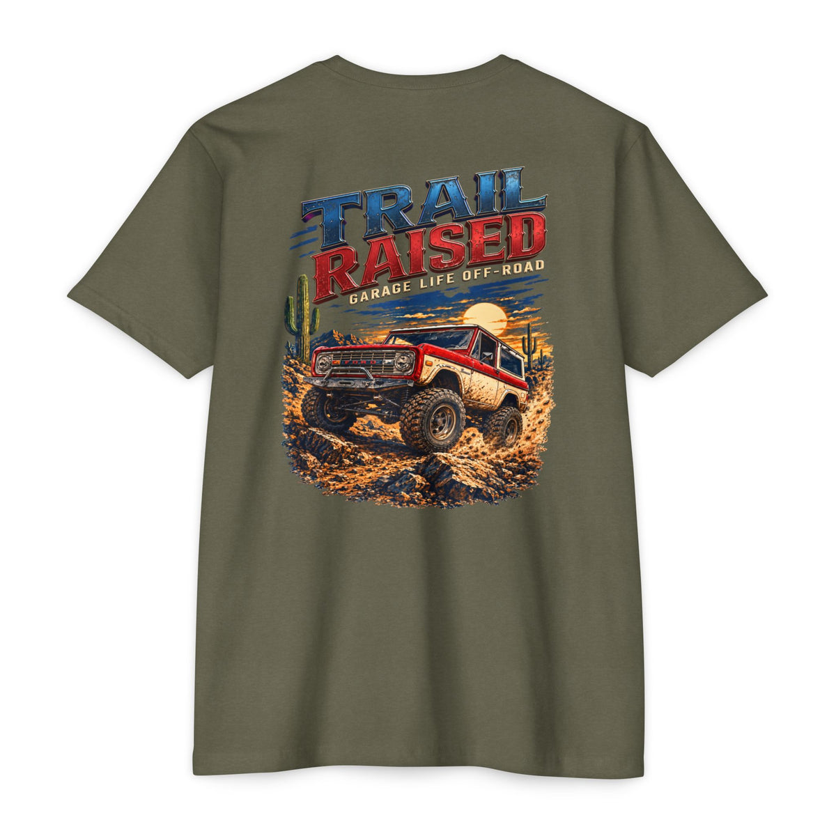 Trail Raised T-Shirt with Garage Life artwork by Print Gear