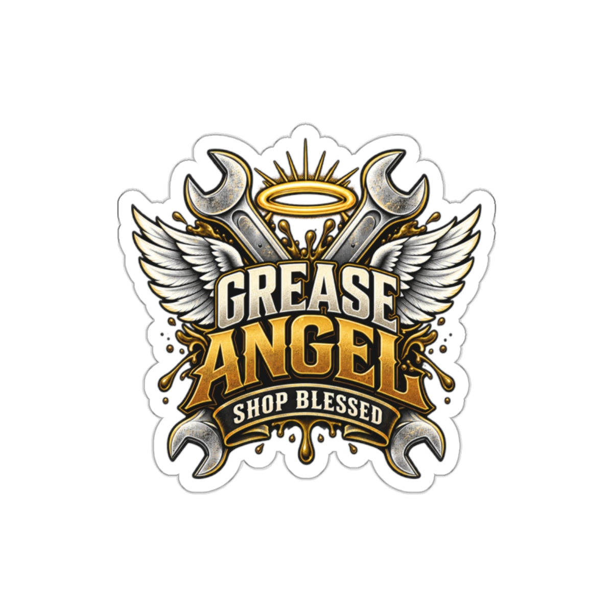 Grease Angel Die-Cut Sticker 2 with Garage Life artwork by Print Gear