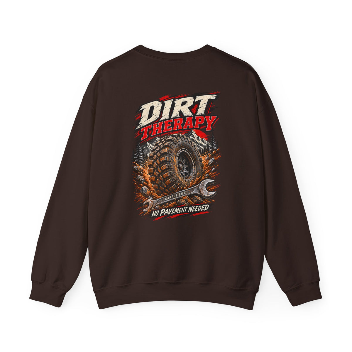Dirt Therapy Crewneck with Garage Life artwork by Print Gear