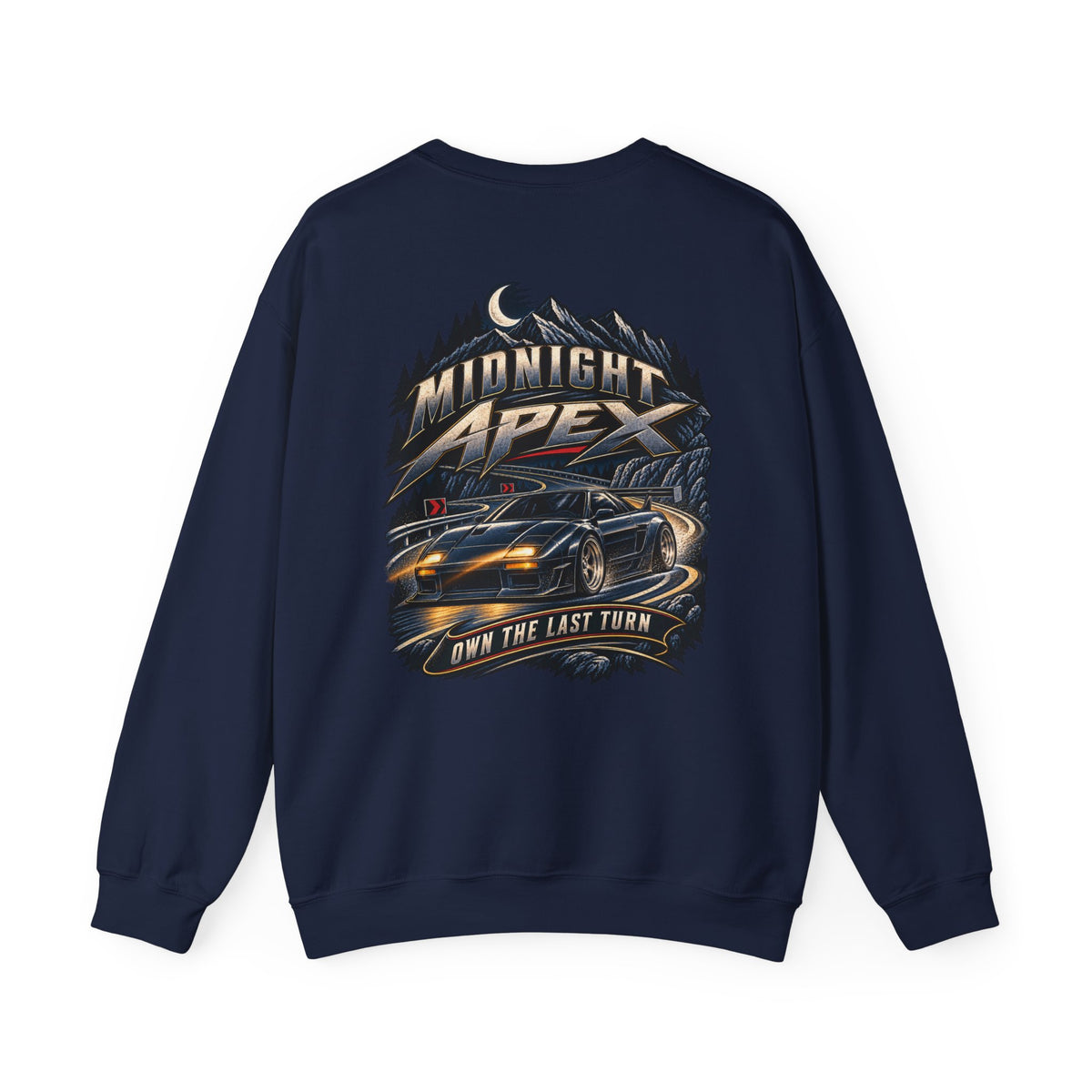 Midnight Apex Crewneck with Garage Life artwork by Print Gear