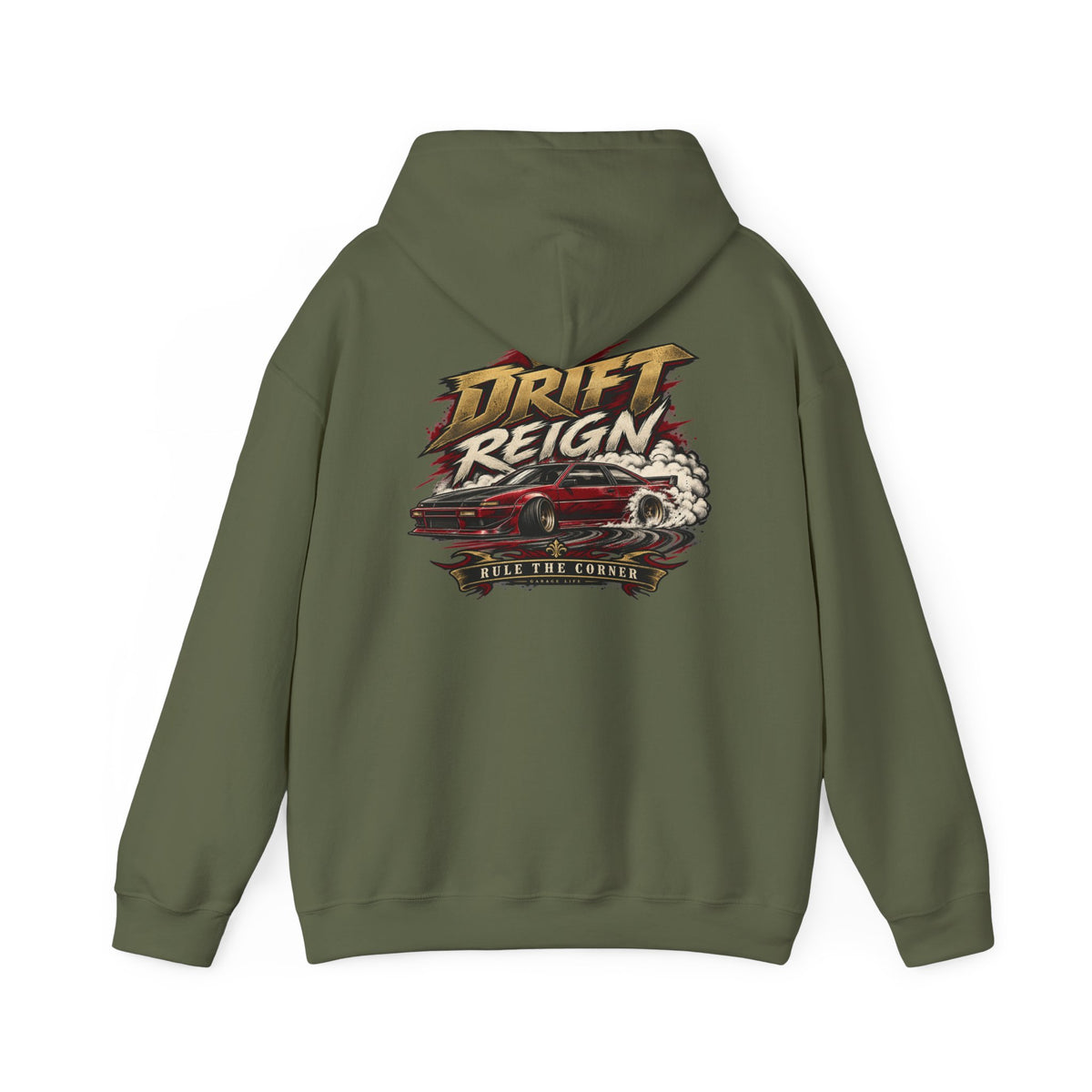 Drift Reign Hoodie with Garage Life artwork by Print Gear