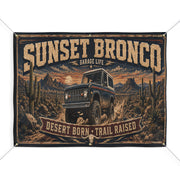 Sunset Bronco Garage Banner