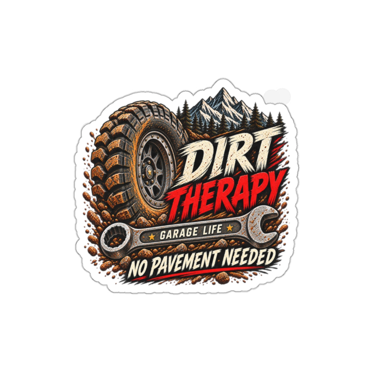 Dirt Therapy Die-Cut Sticker 1 with Garage Life artwork by Print Gear