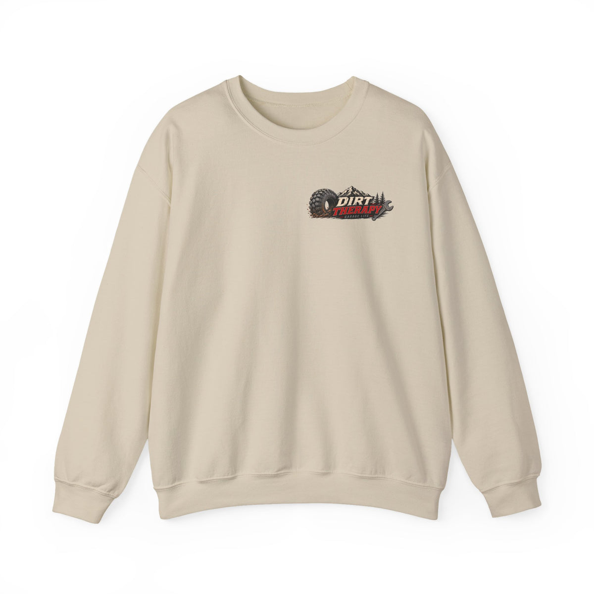 Dirt Therapy Crewneck with Garage Life artwork by Print Gear