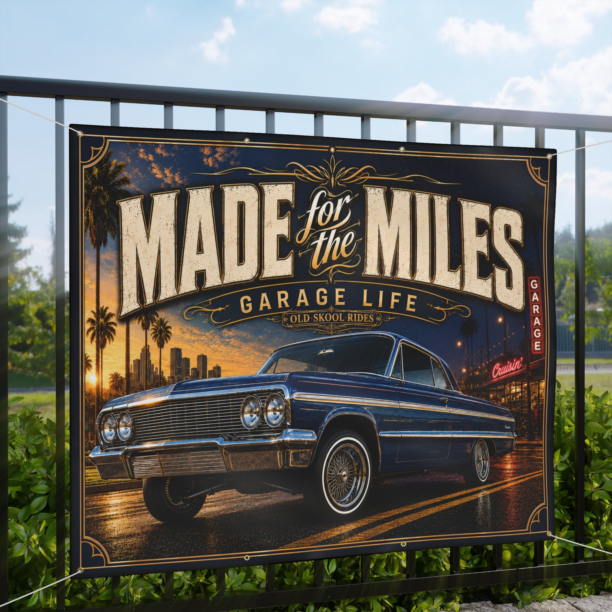 Made for the Miles Blue Garage Banner