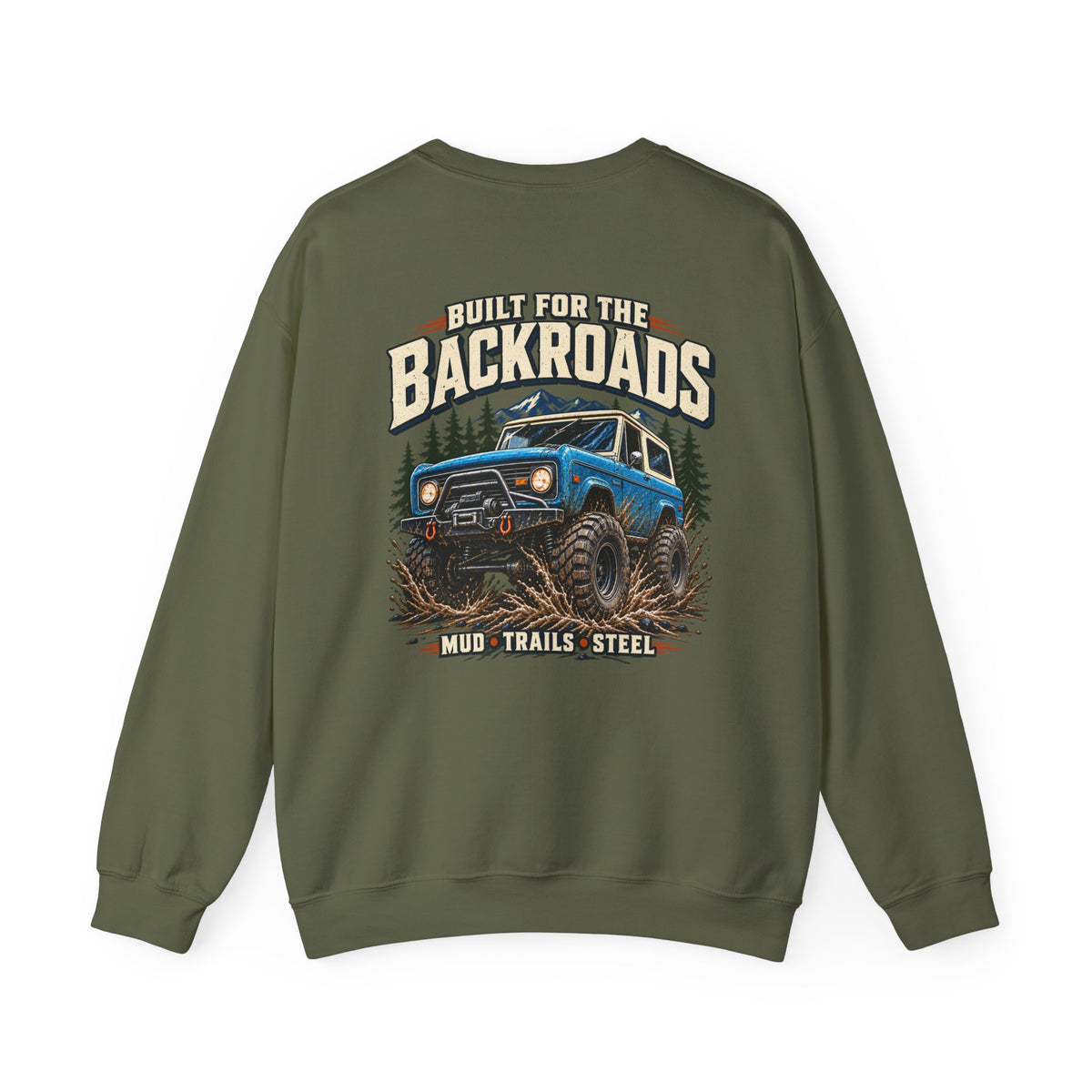 Built For The Backroads Crewneck with Garage Life artwork by Print Gear