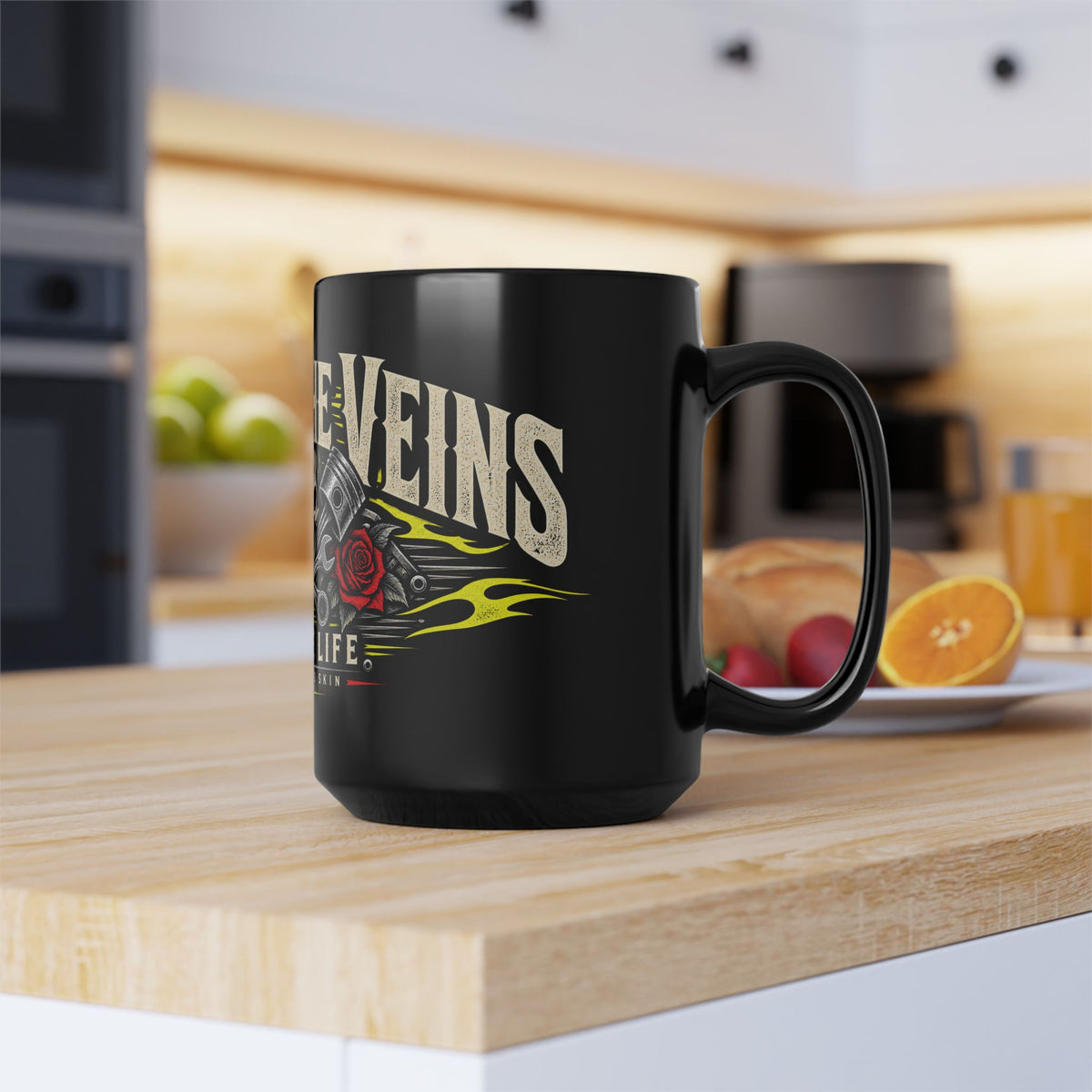 Fuel & Faith Black Mug 15oz with Garage Life artwork by Print Gear