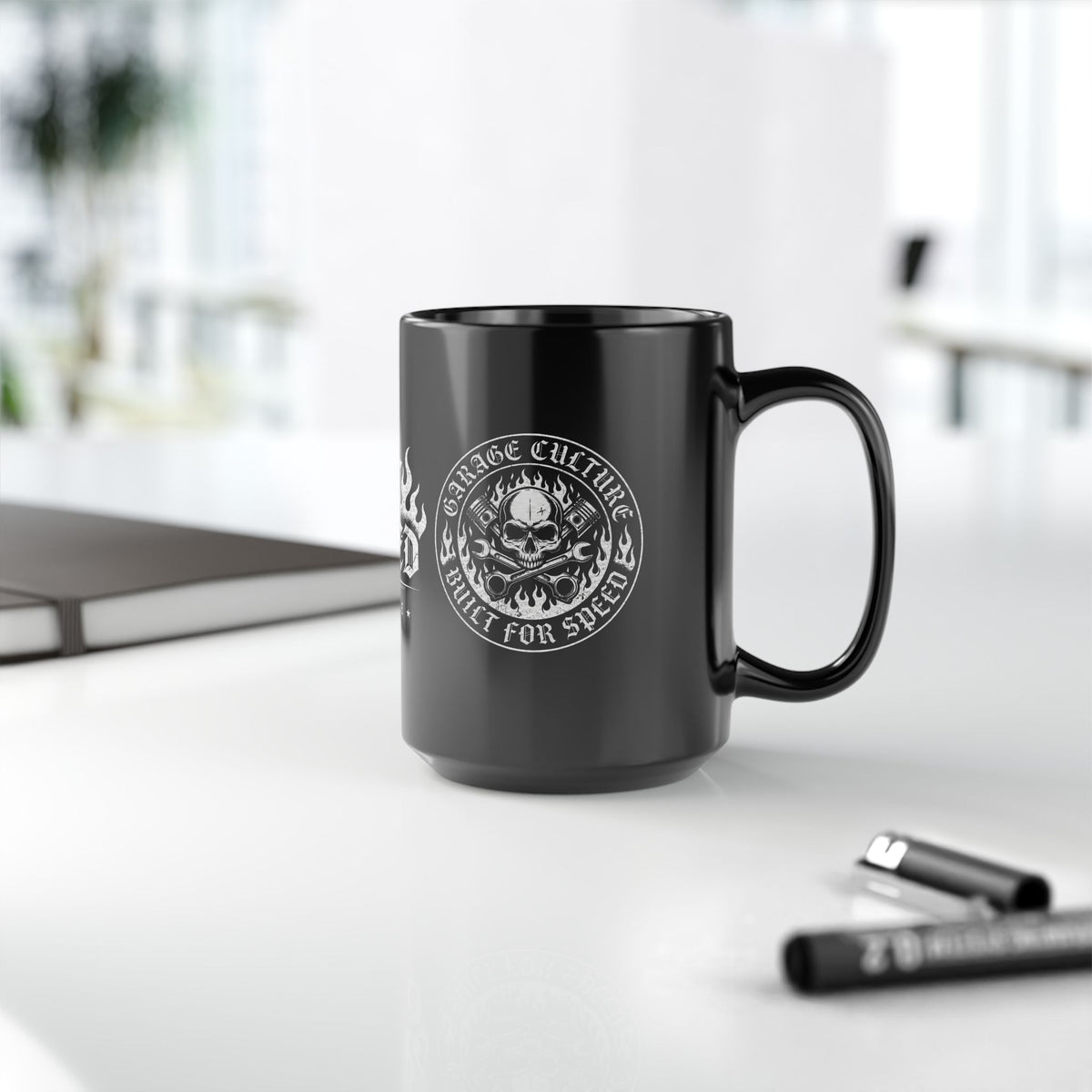 Built For Speed Black Mug 15oz with Garage Life artwork by Print Gear