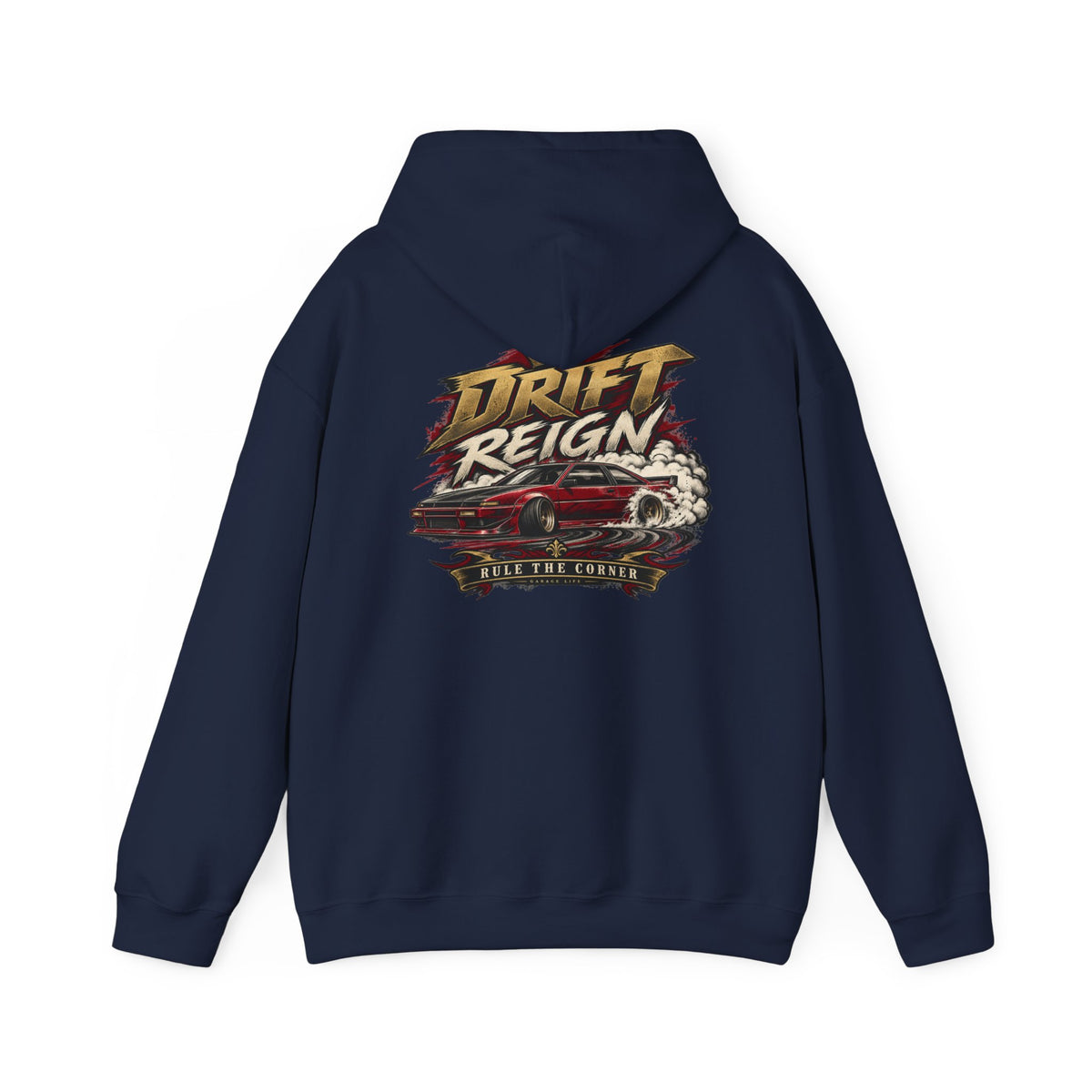 Drift Reign Hoodie with Garage Life artwork by Print Gear