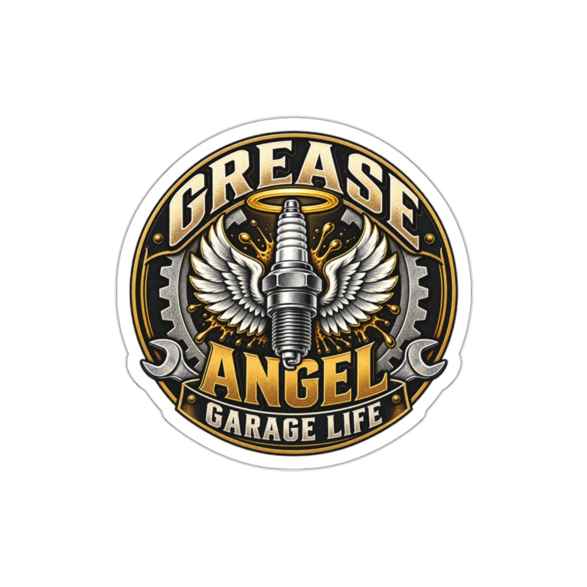 Grease Angel Die-Cut Sticker 3 with Garage Life artwork by Print Gear