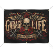Garage Life Skull Wings Garage Banner