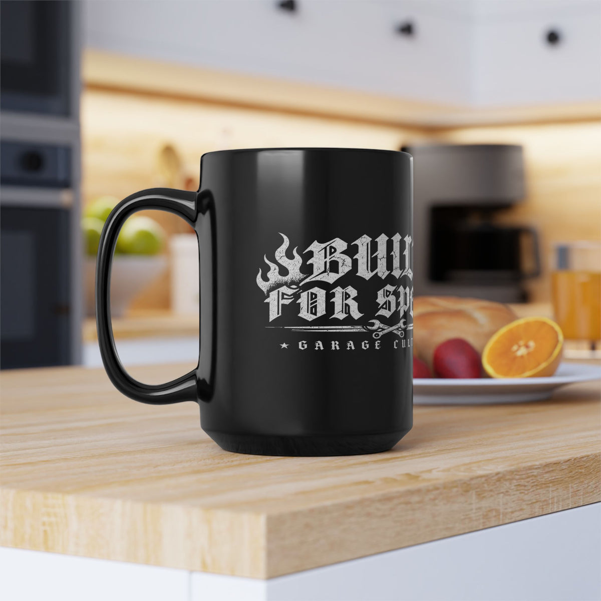 Built For Speed Black Mug 15oz with Garage Life artwork by Print Gear