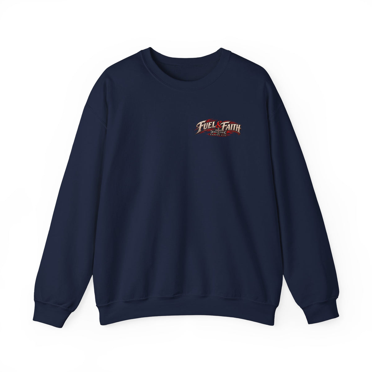 Fuel & Faith Crewneck with Garage Life artwork by Print Gear