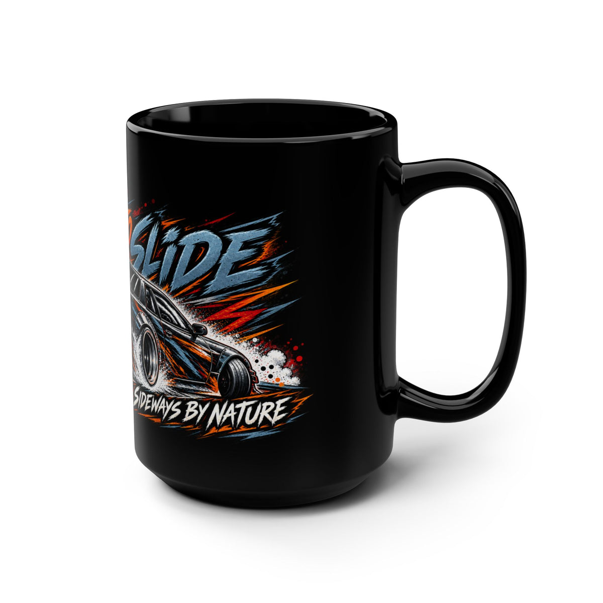 Born To Slide Black Mug 15oz with Garage Life artwork by Print Gear