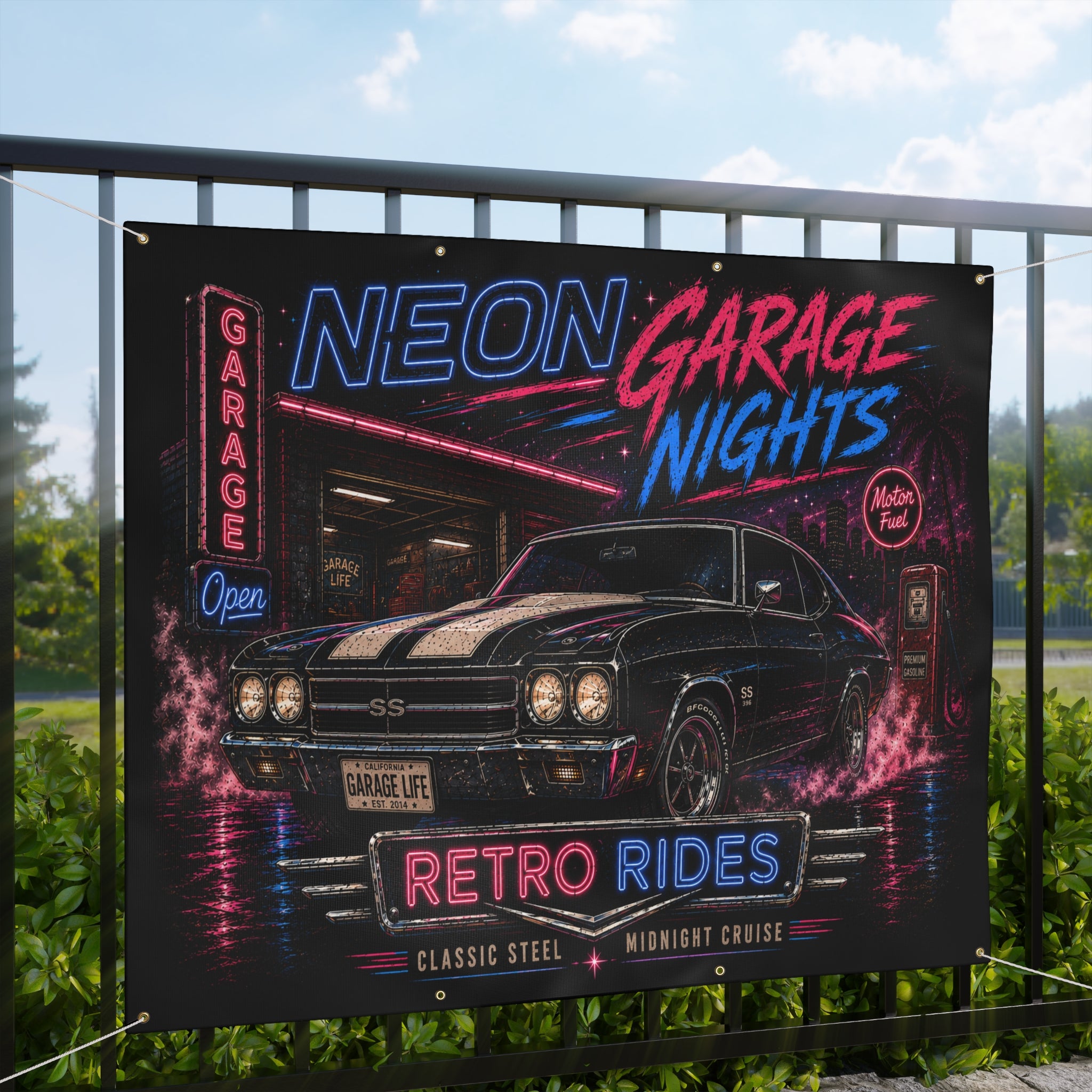 Neon Garage Nights Garage Banner