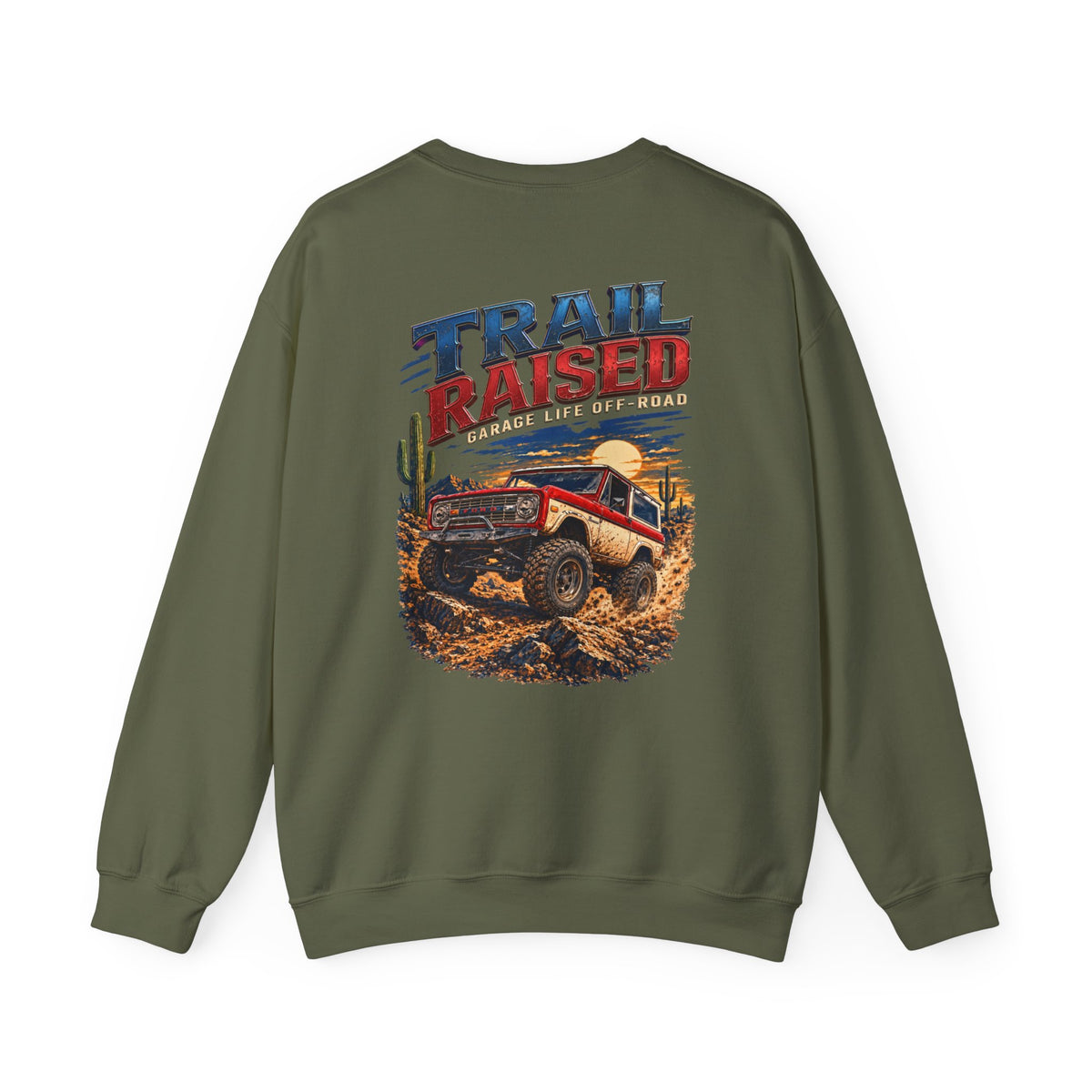 Trail Raised Crewneck with Garage Life artwork by Print Gear