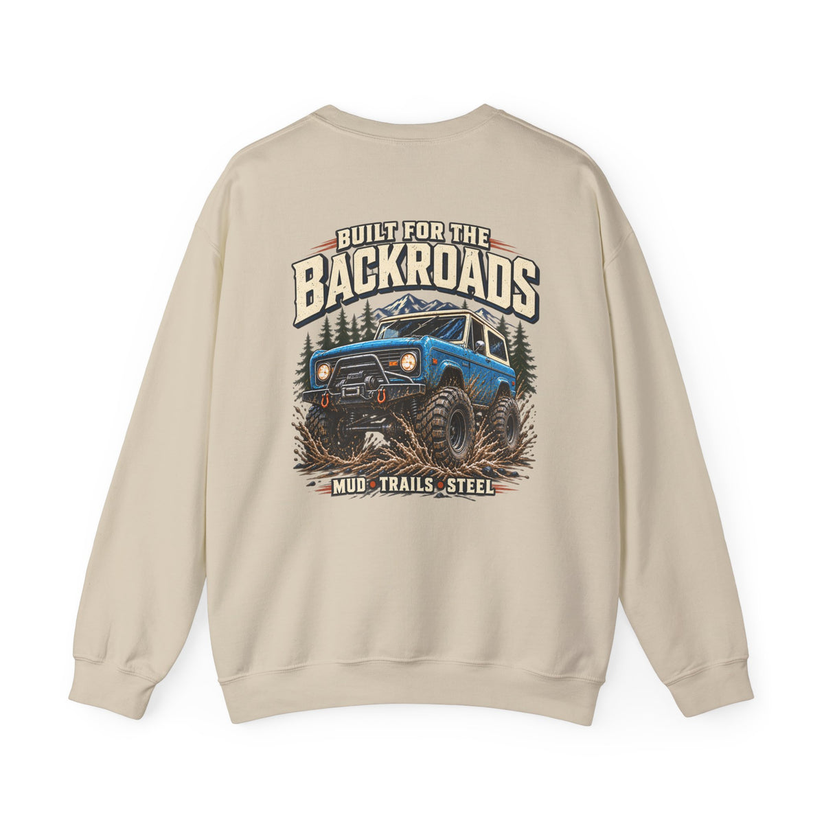 Built For The Backroads Crewneck with Garage Life artwork by Print Gear