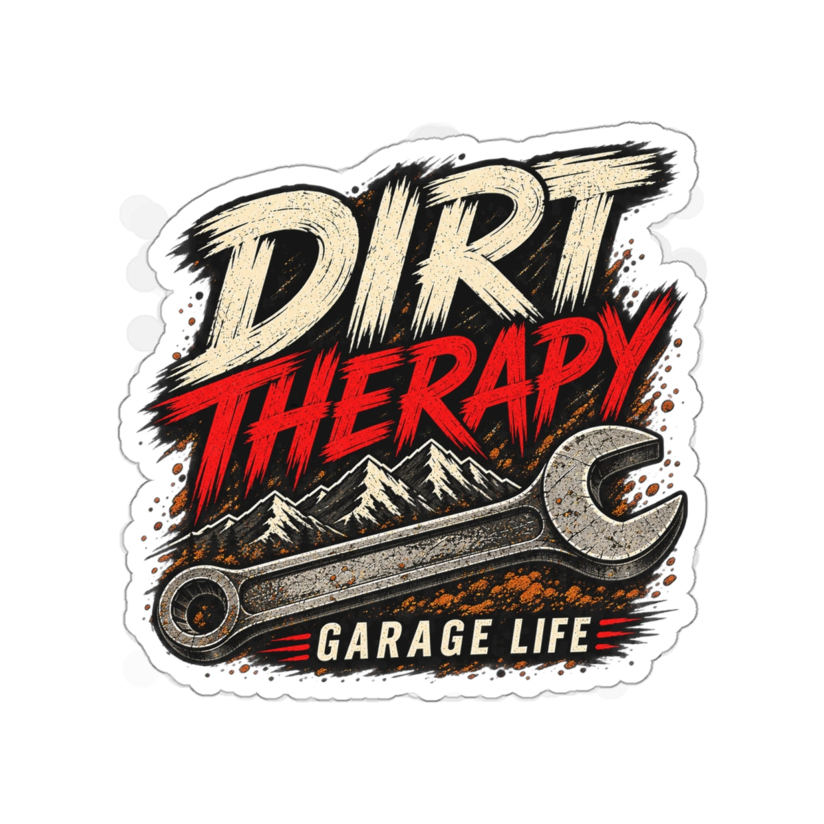 Dirt Therapy Die-Cut Sticker 2 with Garage Life artwork by Print Gear