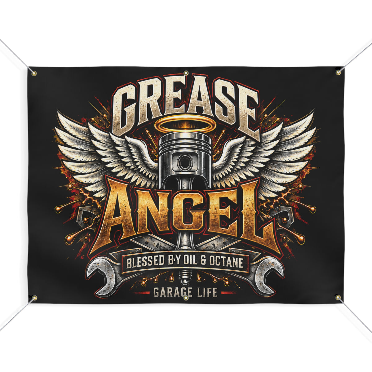 Garage Life Skull Wings Garage Banner